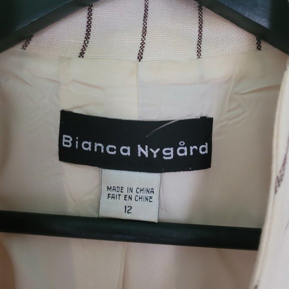 100pc Linen Cream Striped Blazer, ~Medium - Picture 9 of 10